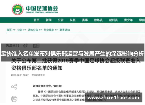 足协准入名单发布对俱乐部运营与发展产生的深远影响分析