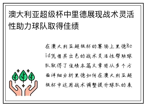 澳大利亚超级杯中里德展现战术灵活性助力球队取得佳绩